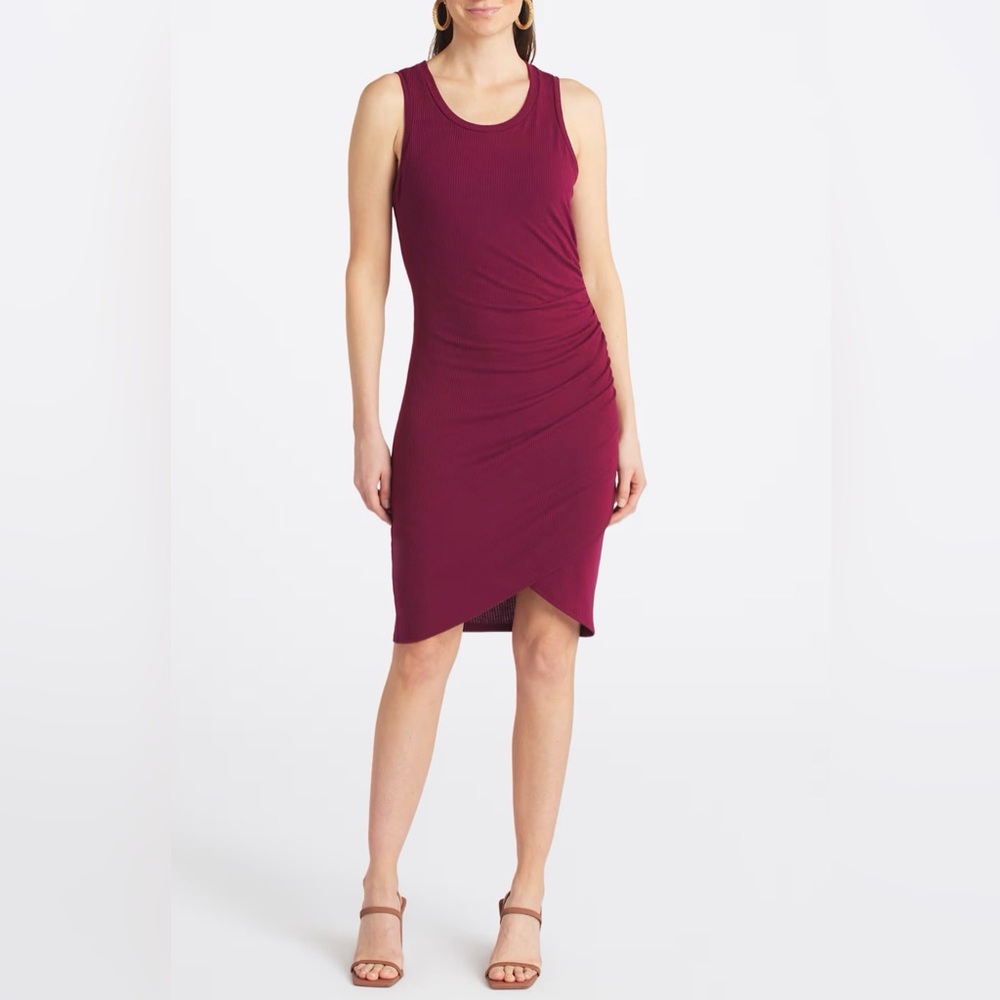 Kaileigh Allison Knit Ribbed Fitted Ruched Dress NWOT